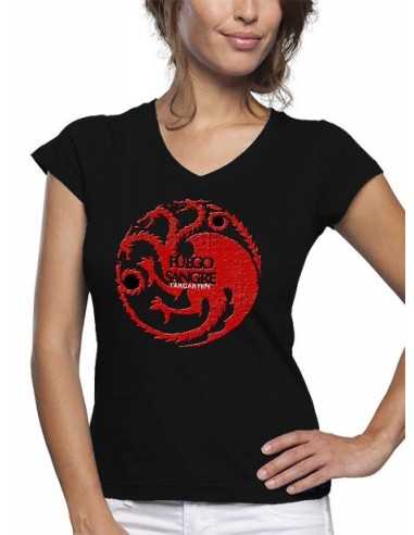 camiseta juego de tronos-Casa Tagaryen-manga corta chica