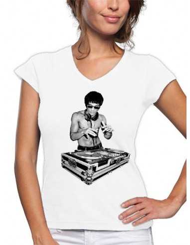 Camiseta Bruce Lee Dj de mujer