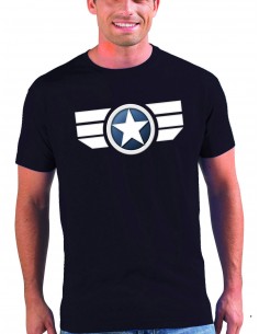 Camiseta Capitan America 2014 Soldado de invierno negra manga corta - Mx Games 2