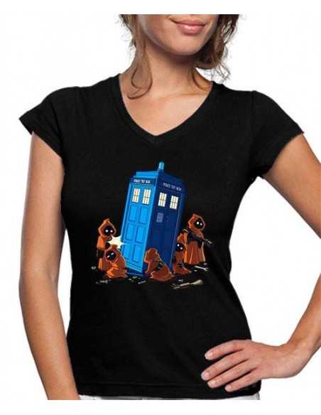 Camiseta Mujer Star Wars Jawas robando Tardis