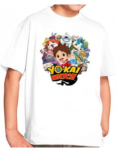 Camiseta Yo-kai Watch blanca personajes