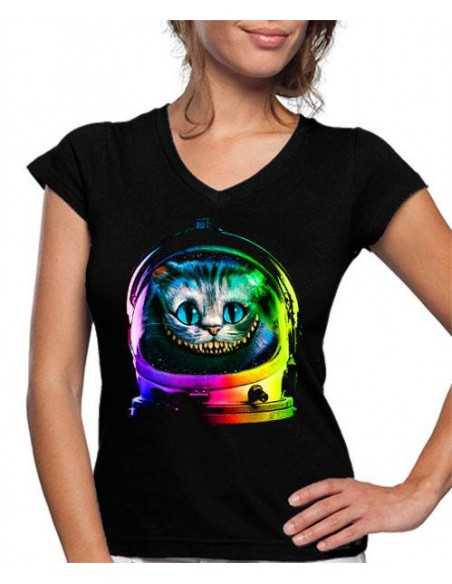 Camiseta mujer Cheshire Gato Astronauta