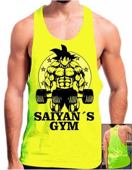 Camiseta de gimnasio tirantes amarillo logo Golds gym