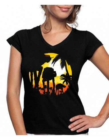 Camiseta Star Wars de mujer AT-AT Atardecer