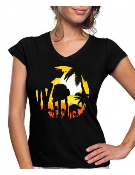 Camiseta Star Wars de mujer AT-AT Atardecer