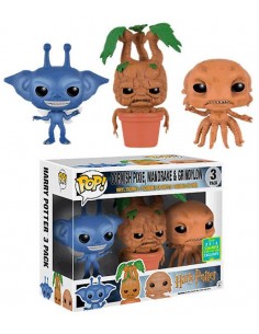 Pack Funko Pop! Harry Potter - Duendecillo de Cornualles, Mandrágora y Grindylow