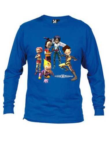 Camiseta Código Lyoko manga larga Azul"5 Personajes"