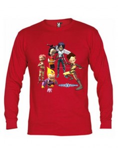 Camiseta Código Lyoko manga larga Roja "5 Personajes"