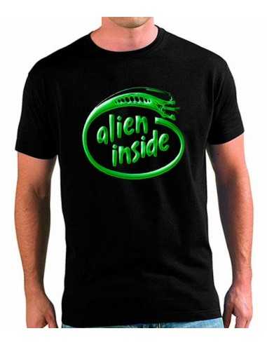 Camiseta Alien Inside manga corta negra